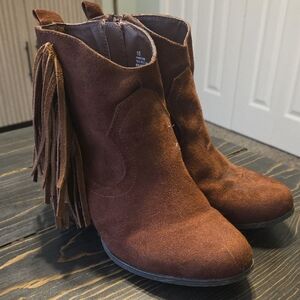 Madden Girl Chestnut Fringe Ankle Booties